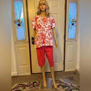 Croft & Barrow XL red & white tee is paired w/ Just My Size capri pant 2 pc set!